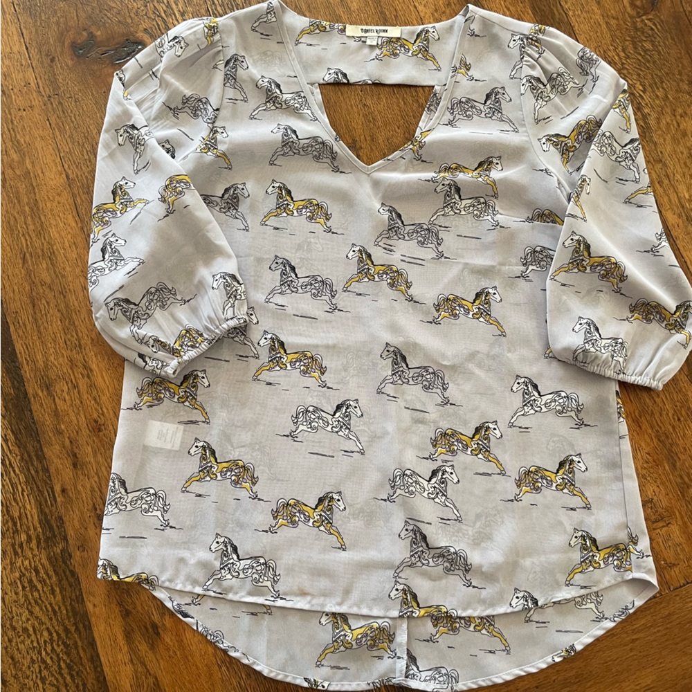 Sheer top, looks amazing with a tank and jeans.